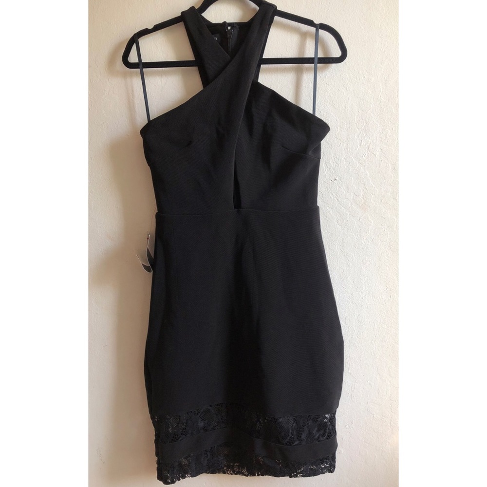 Criss Cross Lace Hem Dress